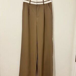 Le Lis Tan Trousers With White Details